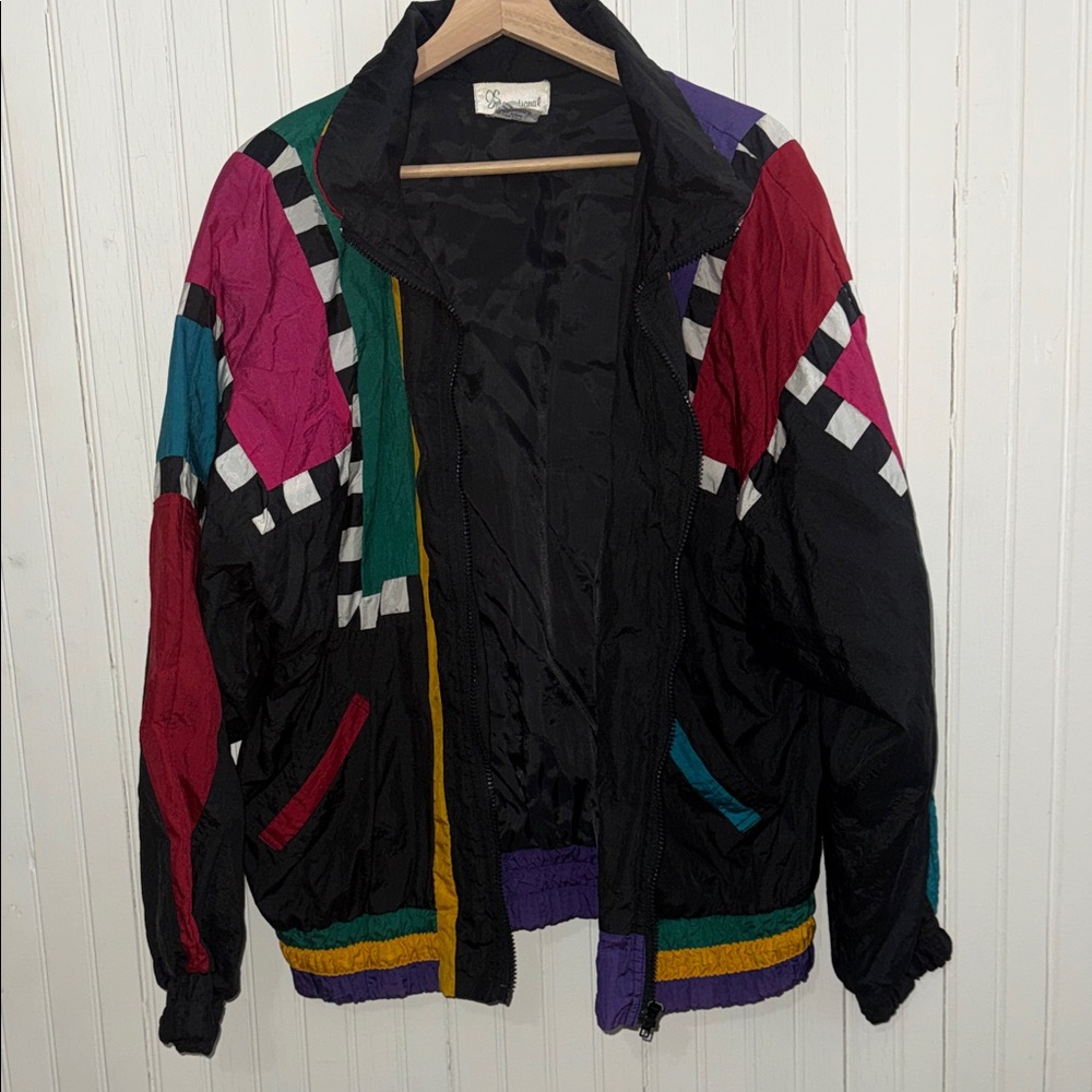 Vintage 80's/90's QS international color block windbreaker Size -Medium - Picture 4 of 8